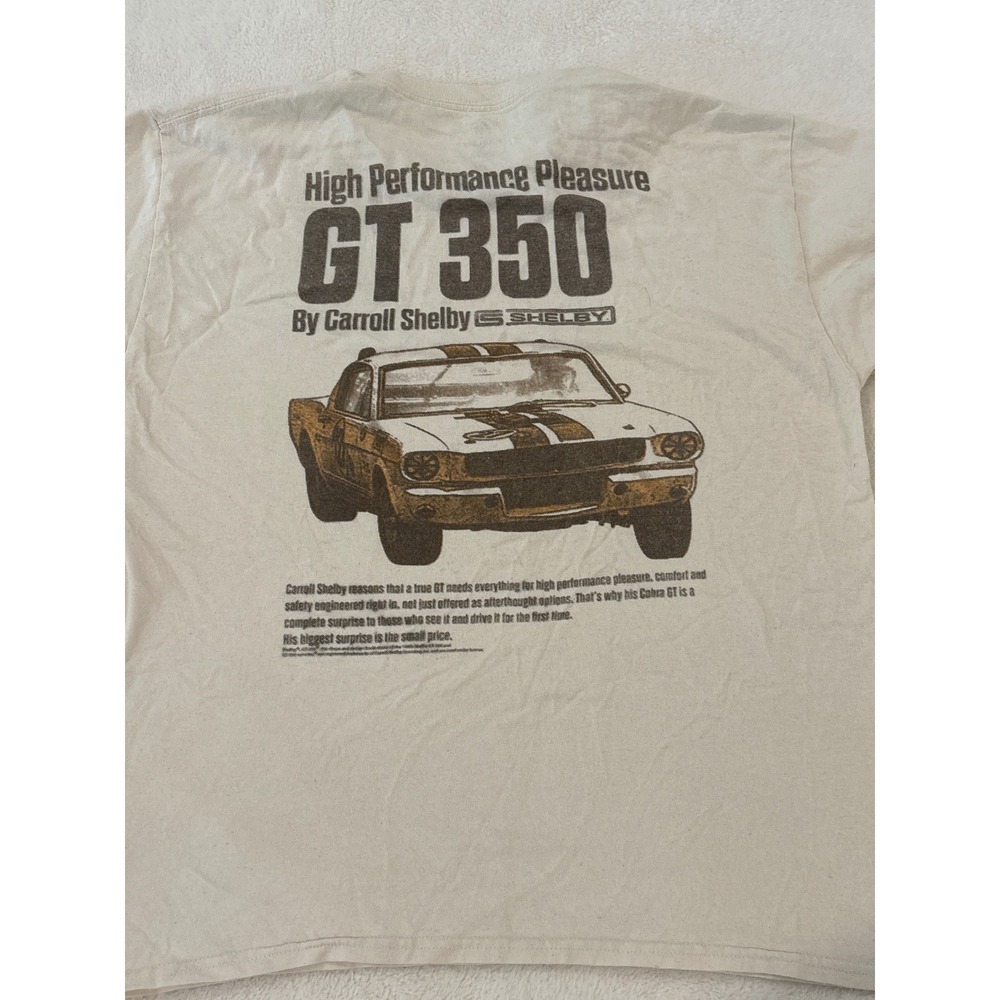 Shelby GT 350 Carroll Shelby Mens Graphic T-Shirt Tan Cobra Mustang Large L